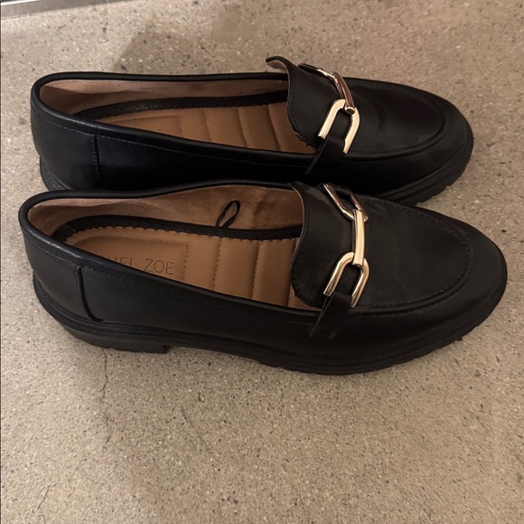 Rachel Zoe Black Loafers with Silver Chain Accent - Picture 2 of 3
